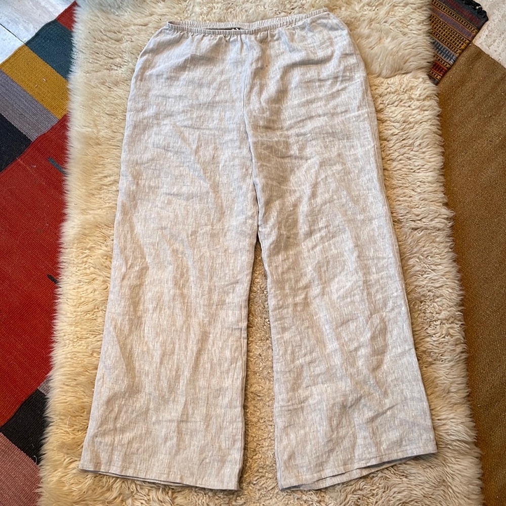 Chico's tan linen wide leg pants medium